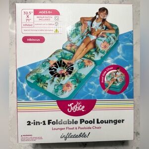 Justice 2 In 1‎ Foldable Pool Lounger And Chair Hibiscus 32.5" X 71" Pool
